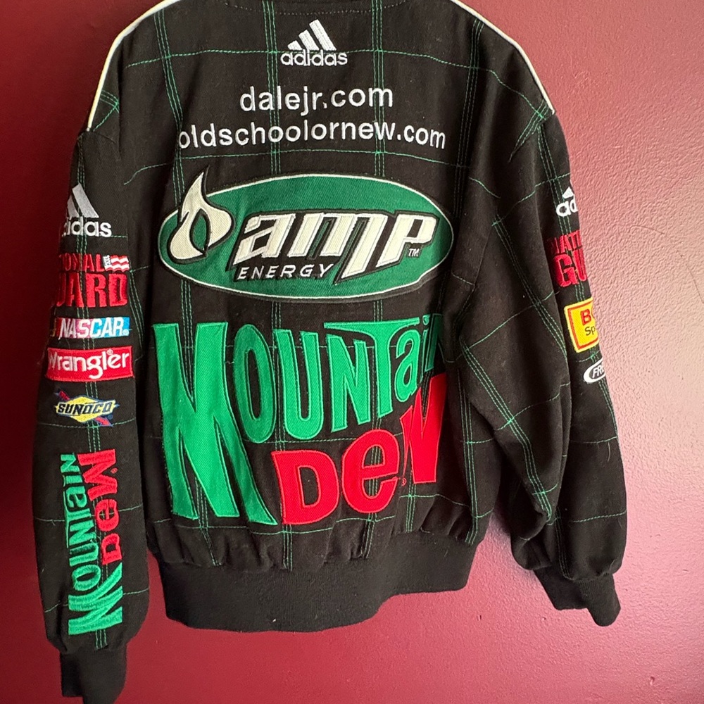 Nascar Kids Jean Jacket - Black with Green and Red Accents